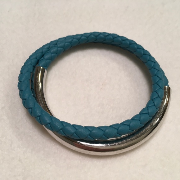 CHRISTOFLE Duo Complice Silver (925)  Leather Wrap Bracelet Turquoise Sm… - Picture 3 of 14
